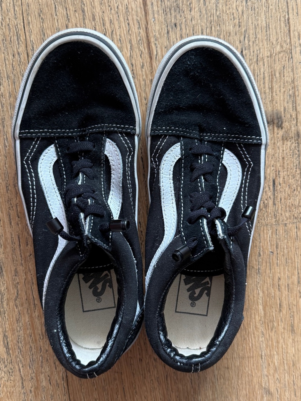 Vans Kids Black and White Low-Top Skate Shoes